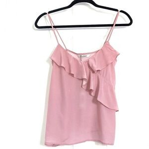 Tucker Assymetical Ruffle Tank Top Parisian Pink in Crepe de Chine Silk Blouse